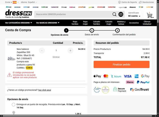 RunnerINN checkout page showing RunnerINN promo code box | Screenshot taken by SimplyCodes community member on Sep 11, 2025