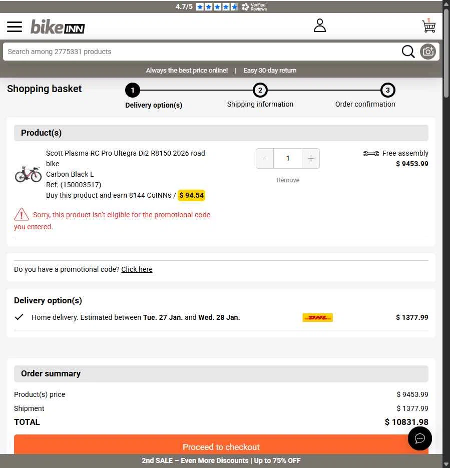 RunnerINN checkout page showing RunnerINN promo code box | Screenshot taken by SimplyCodes community member on Jan 16, 2026