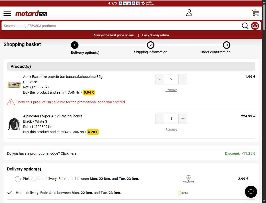 RunnerINN checkout page showing RunnerINN promo code box | Screenshot taken by SimplyCodes community member on Dec 20, 2025