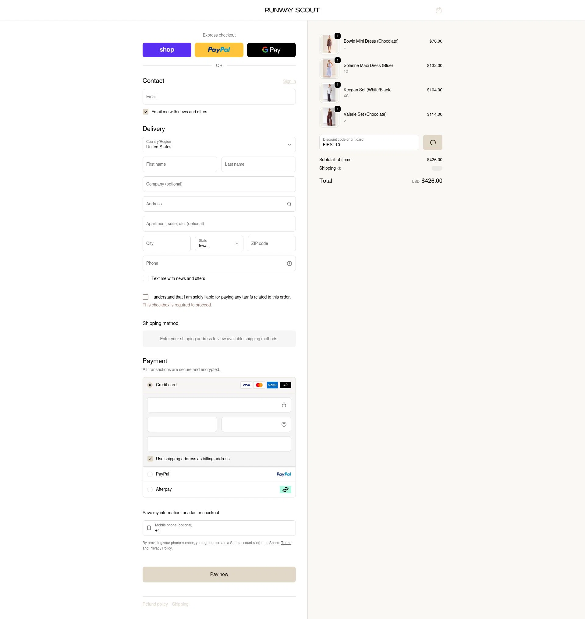 RunwayScout checkout page showing RunwayScout promo code box | Screenshot taken by SimplyCodes community member on Feb 11, 2026