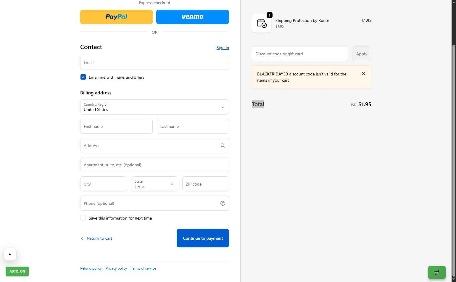 Rush Charge checkout page showing Rush Charge discount code box | Screenshot taken by SimplyCodes community member on Jan 25, 2026