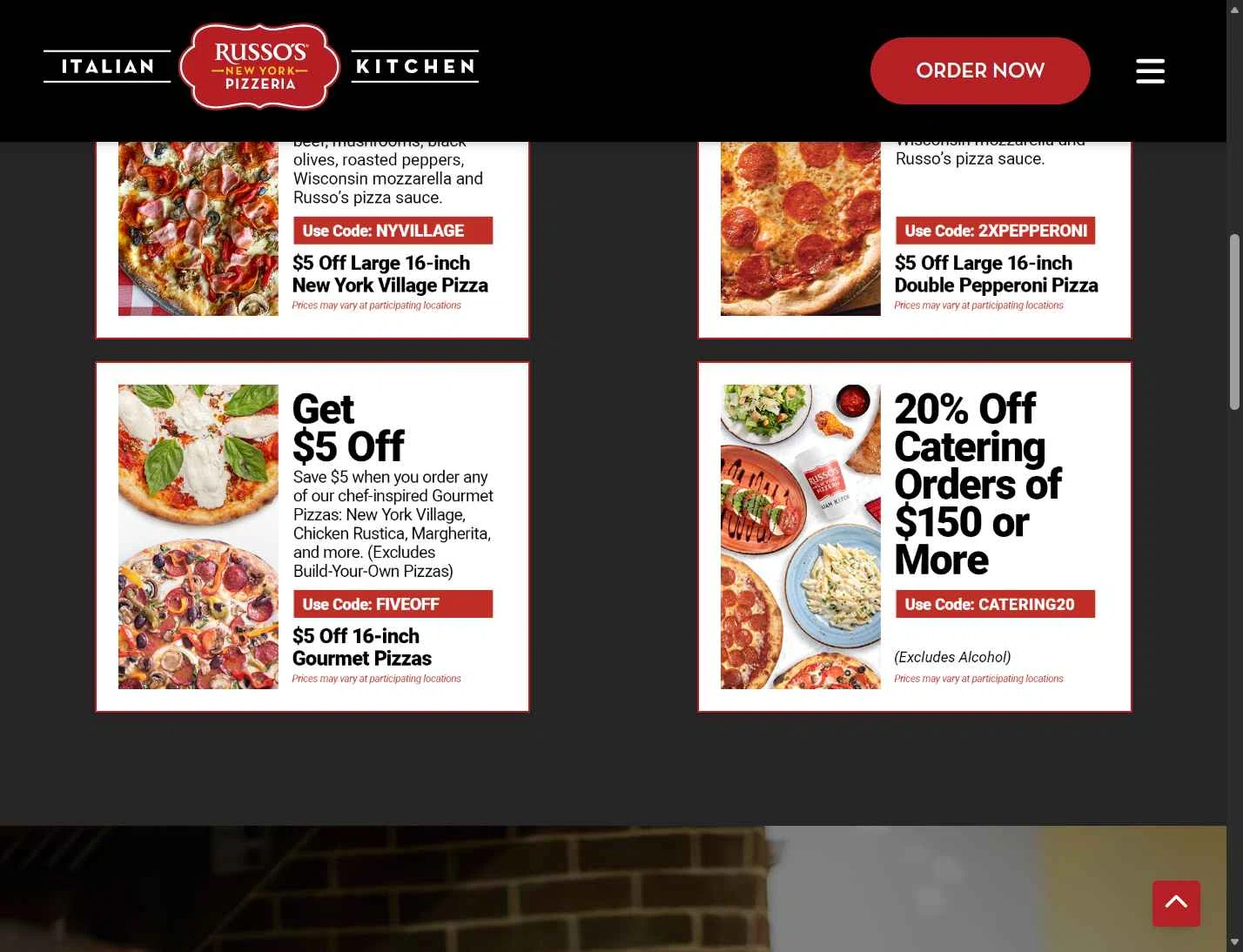 Russo's New York Pizzeria checkout page showing Russo's New York Pizzeria promo code box | Screenshot taken by SimplyCodes community member on Jan 22, 2026