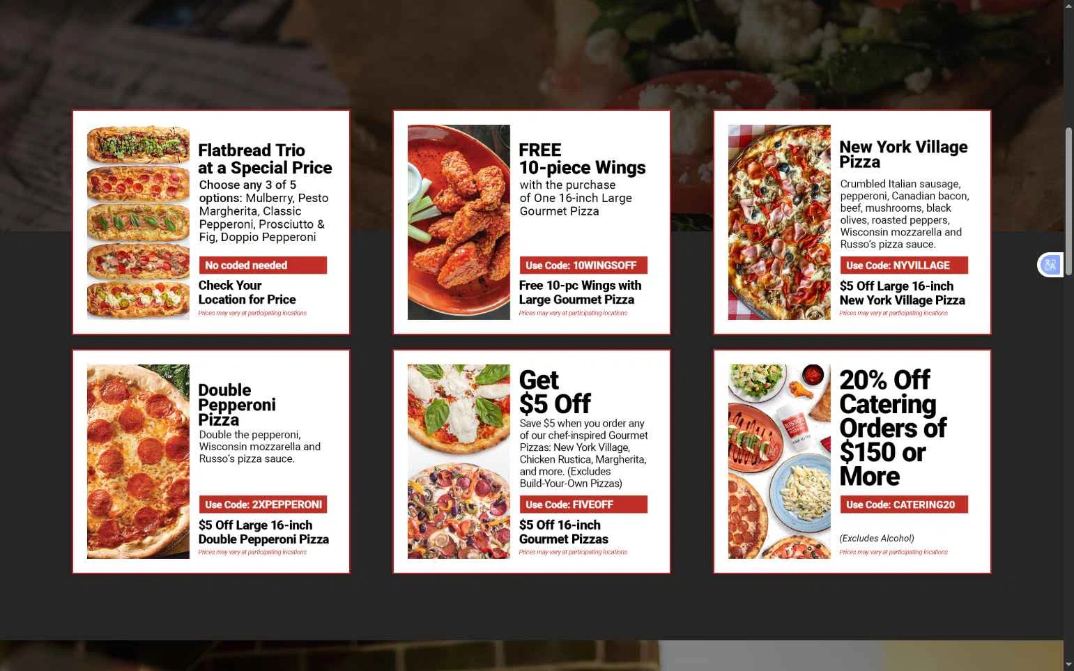 Russo's New York Pizzeria checkout page showing Russo's New York Pizzeria promo code box | Screenshot taken by SimplyCodes community member on Jan 21, 2026