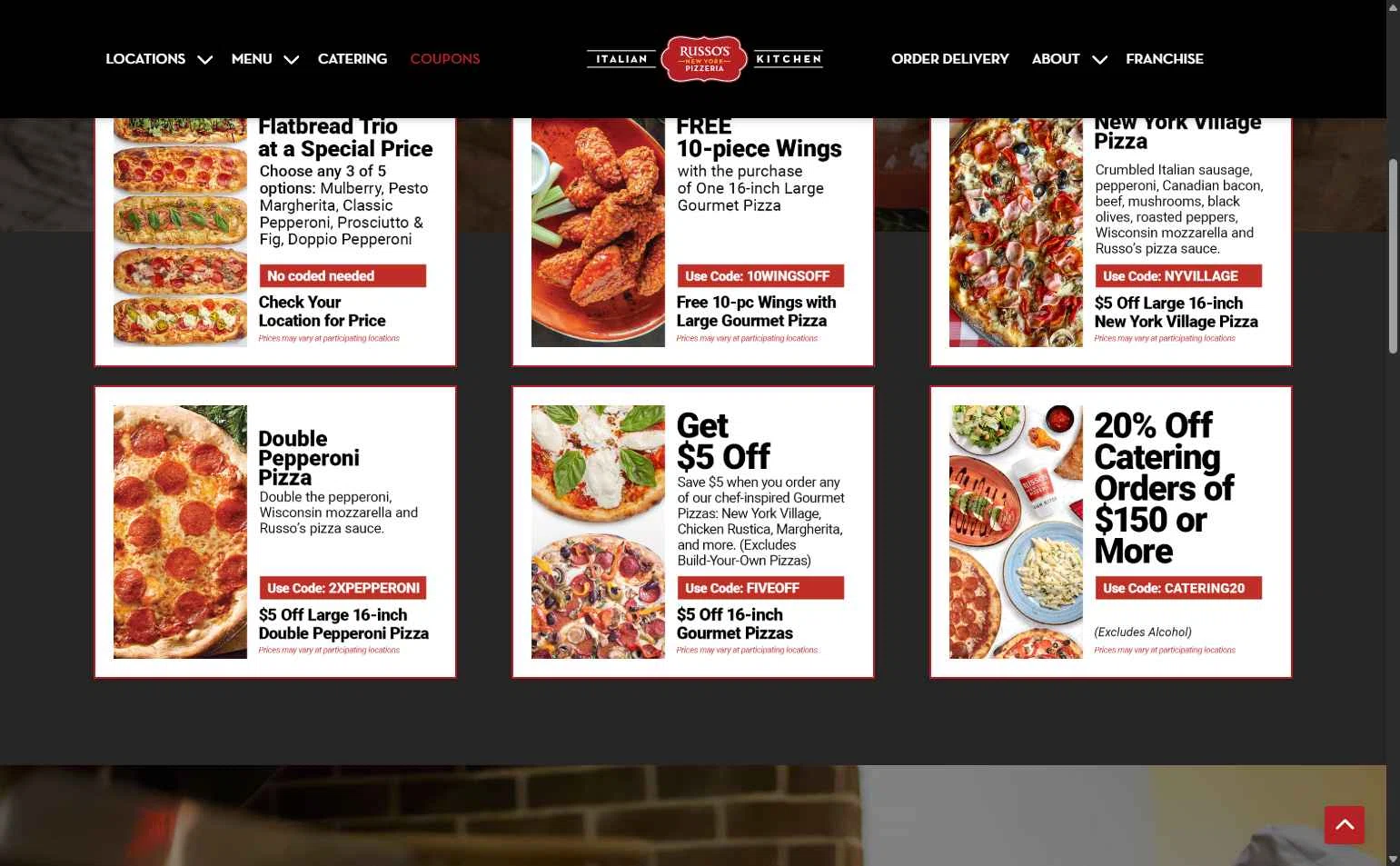 Russo's New York Pizzeria checkout page showing Russo's New York Pizzeria promo code box | Screenshot taken by SimplyCodes community member on Jan 22, 2026