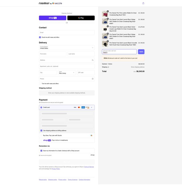 Ruumur checkout page showing Ruumur discount code box | Screenshot taken by SimplyCodes community member on Mar 4, 2025