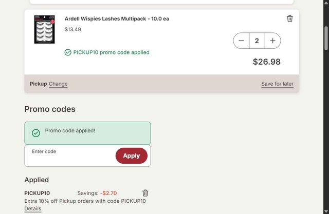 Walgreens checkout page showing Walgreens coupon code box | Screenshot taken by SimplyCodes community member on Aug 22, 2025
