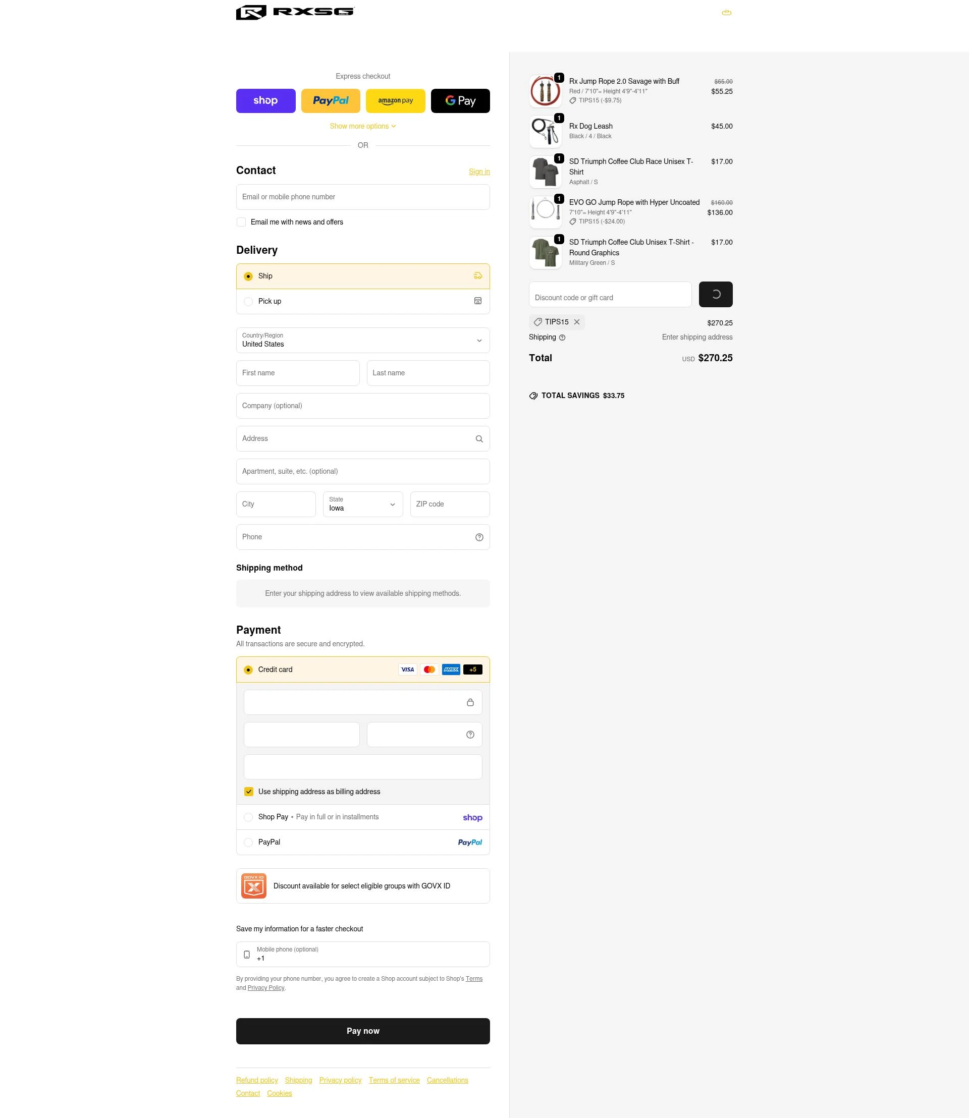 Rx Smart Gear checkout page showing Rx Smart Gear discount code box | Screenshot taken by SimplyCodes community member on Feb 11, 2026