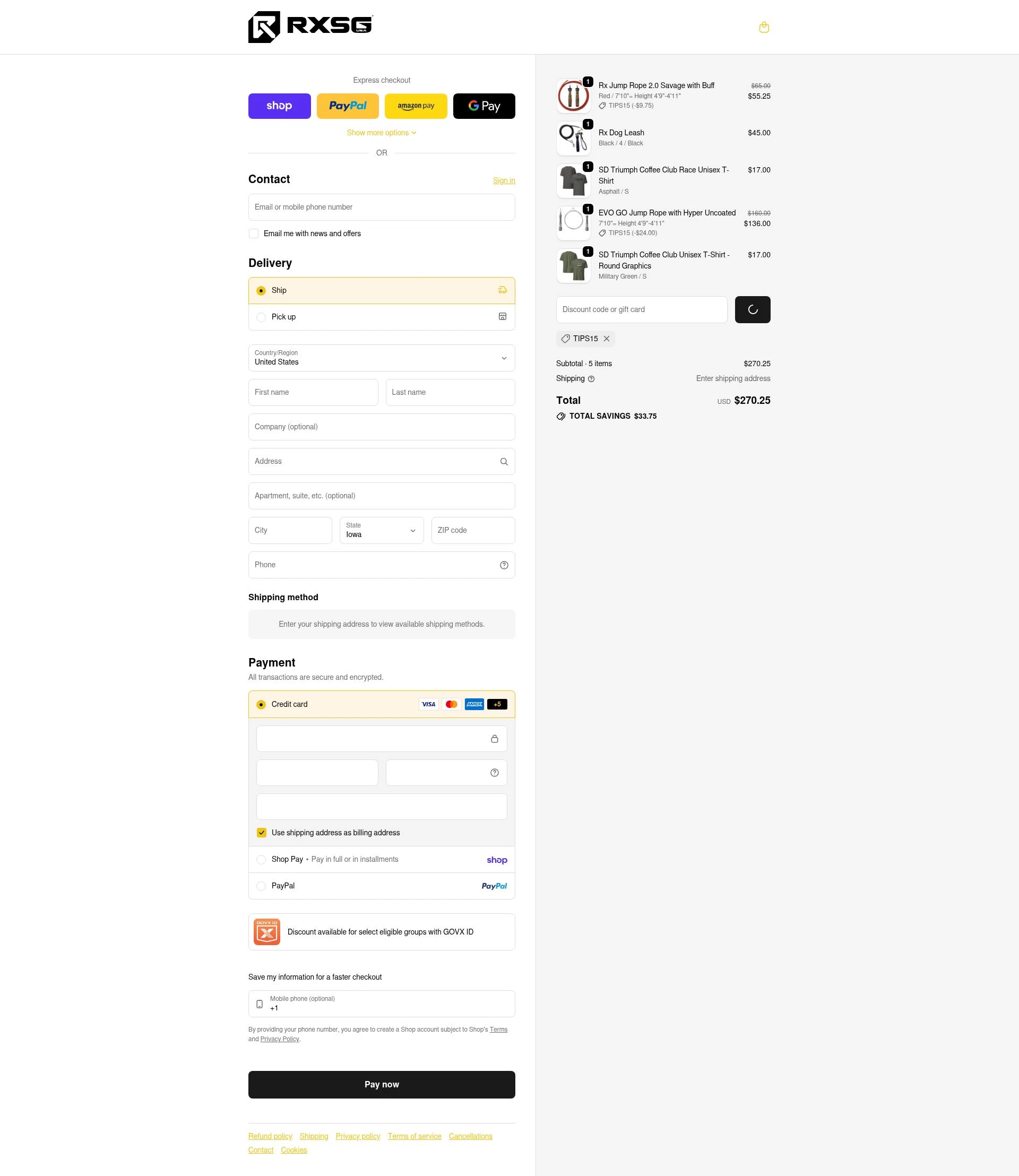 Rx Smart Gear checkout page showing Rx Smart Gear discount code box | Screenshot taken by SimplyCodes community member on Feb 7, 2026