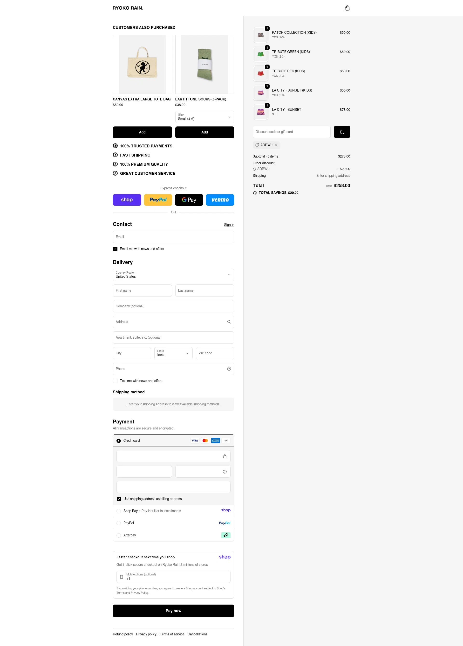 Ryoko Rain checkout page showing Ryoko Rain discount code box | Screenshot taken by SimplyCodes community member on Jan 20, 2026