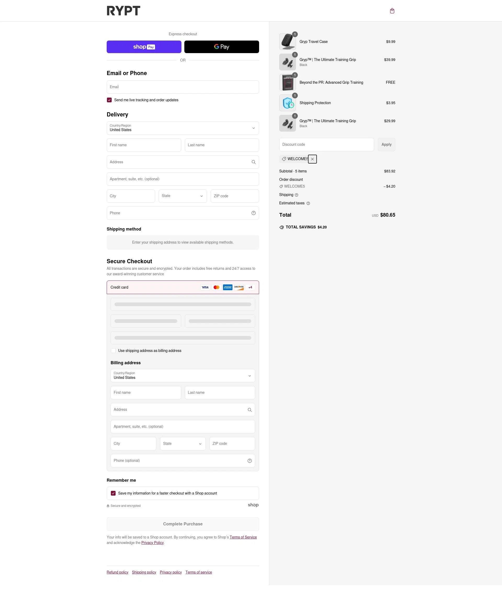 Rypt checkout page showing Rypt promo code box | Screenshot taken by SimplyCodes community member on Mar 11, 2025