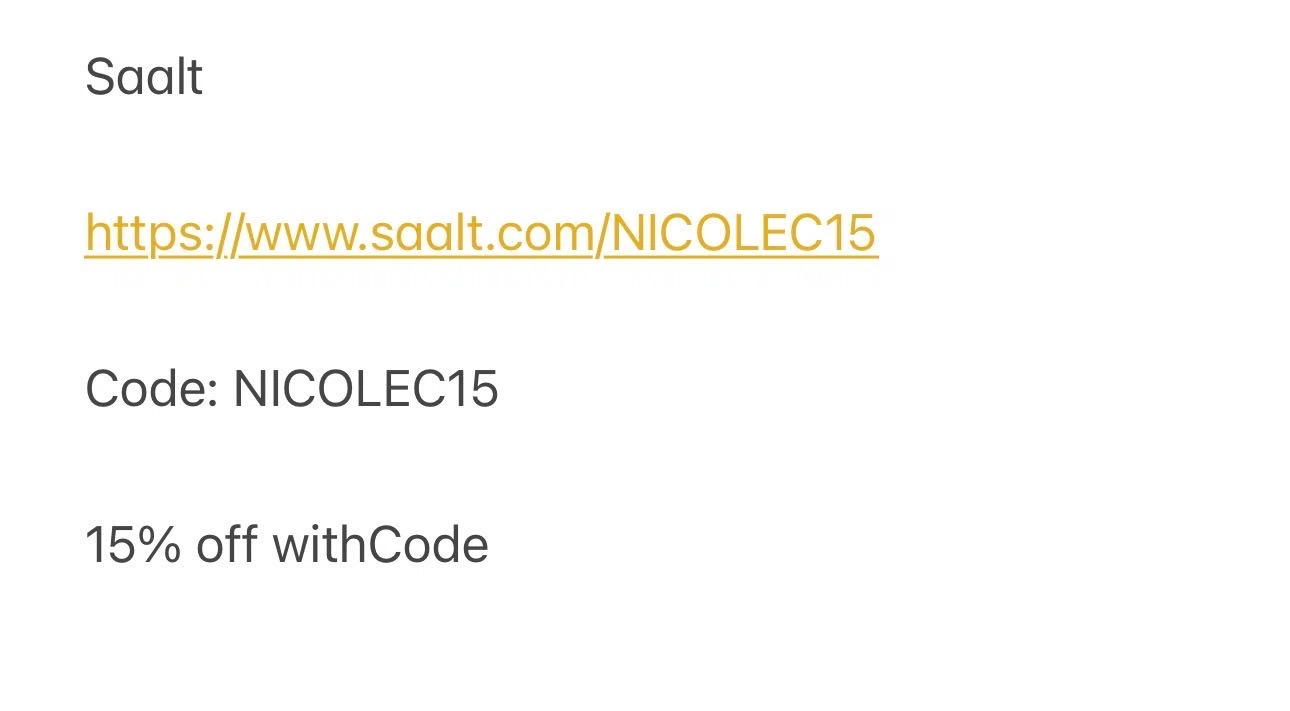 Saalt promo code screenshot showing code Nicolec15 applied at Saalt checkout page. Uploaded by SimplyCodes community member SmartBoss6548 on Jun 5, 2026