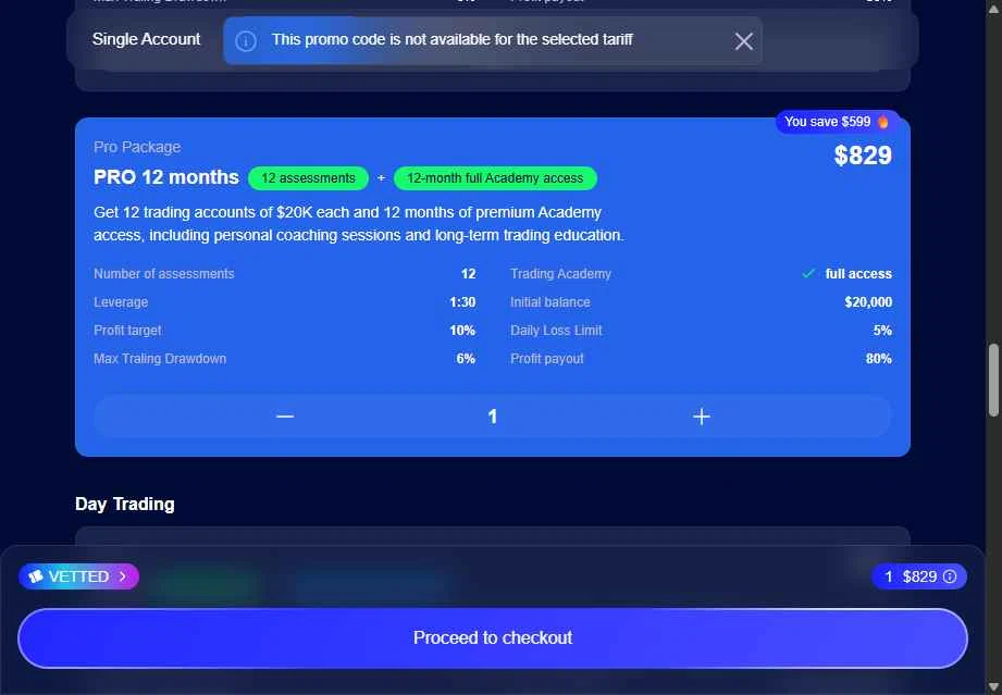 SabioTrade checkout page showing SabioTrade discount code box | Screenshot taken by SimplyCodes community member on Feb 18, 2026