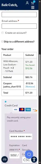 JUSTINA_CHAN1515 coupon verification screenshot