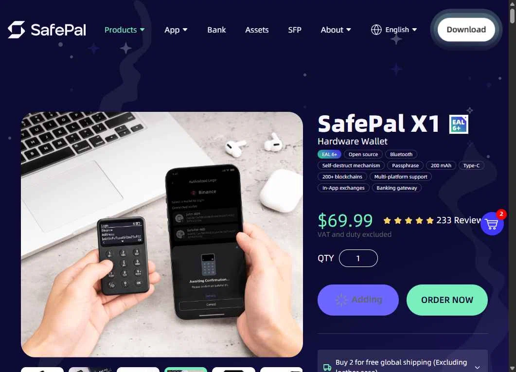 Safepal checkout page showing Safepal promo code box | Screenshot taken by SimplyCodes community member on Dec 6, 2025