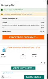 Safer Brand coupon verification screenshot
