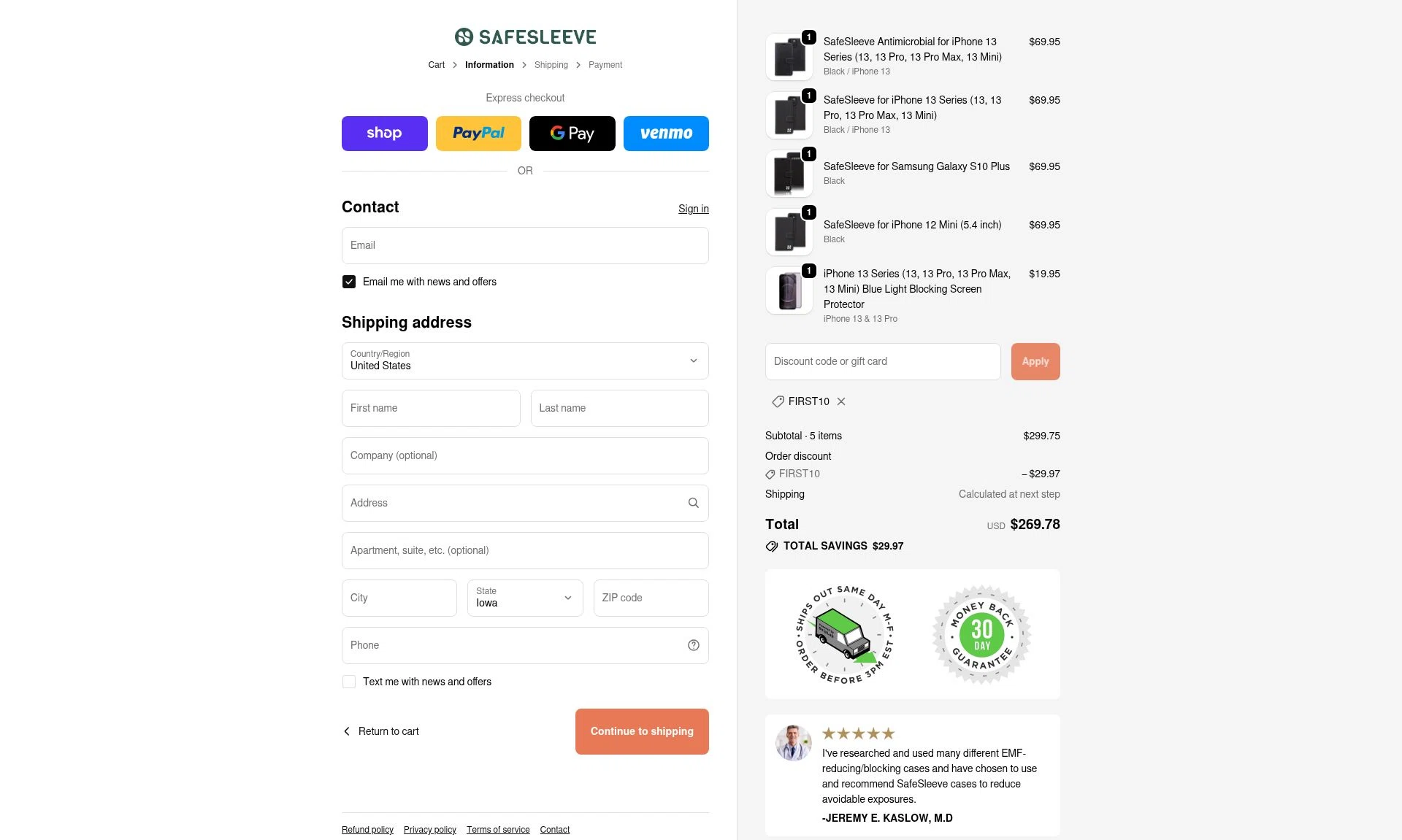 SafeSleeve checkout page showing SafeSleeve discount code box | Screenshot taken by SimplyCodes community member on Feb 8, 2026