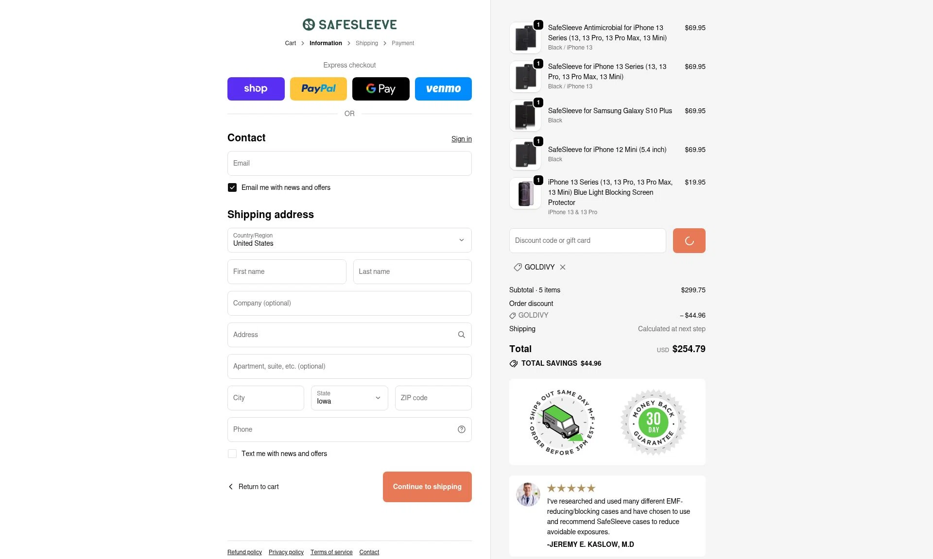 SafeSleeve checkout page showing SafeSleeve discount code box | Screenshot taken by SimplyCodes community member on Feb 13, 2026