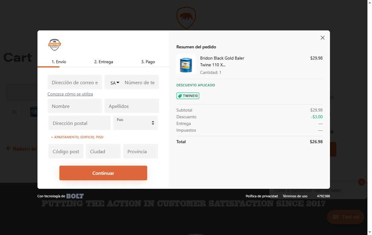 Safford Equipment checkout page showing Safford Equipment promo code box | Screenshot taken by SimplyCodes community member on Jan 11, 2026