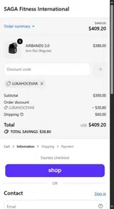 SAGA Fitness coupon verification screenshot