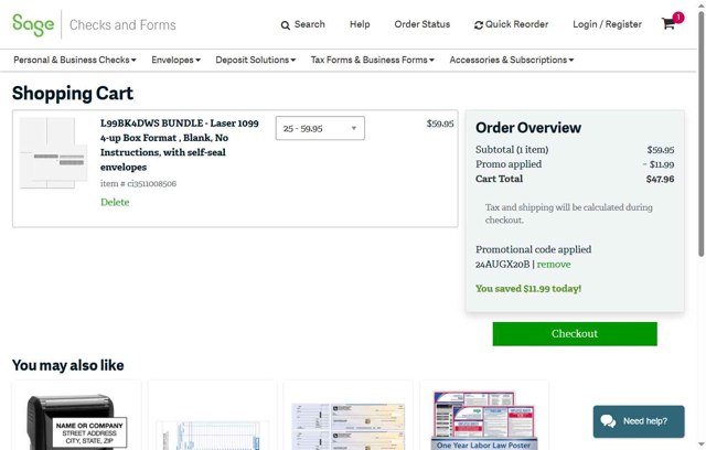 Sage checkout page showing Sage promo code box | Screenshot taken by SimplyCodes community member on Jul 14, 2025