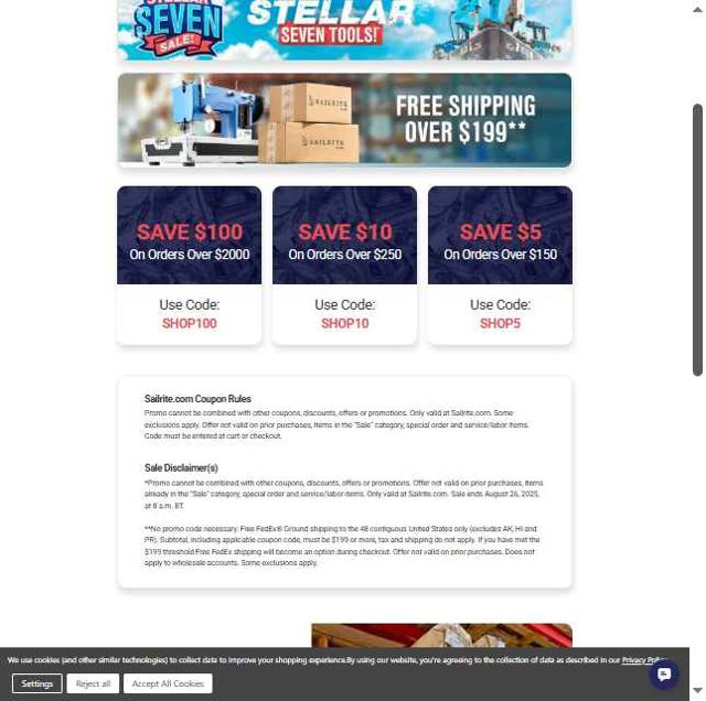 Sailrite checkout page showing Sailrite coupon code box | Screenshot taken by SimplyCodes community member on Aug 20, 2025
