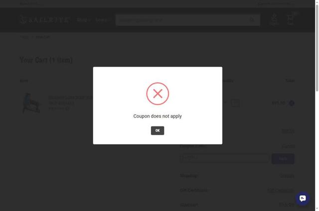 Sailrite checkout page showing Sailrite coupon code box | Screenshot taken by SimplyCodes community member on Aug 31, 2025