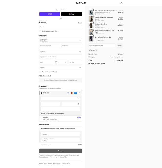Saint Art checkout page showing Saint Art promo code box | Screenshot taken by SimplyCodes community member on Sep 11, 2025