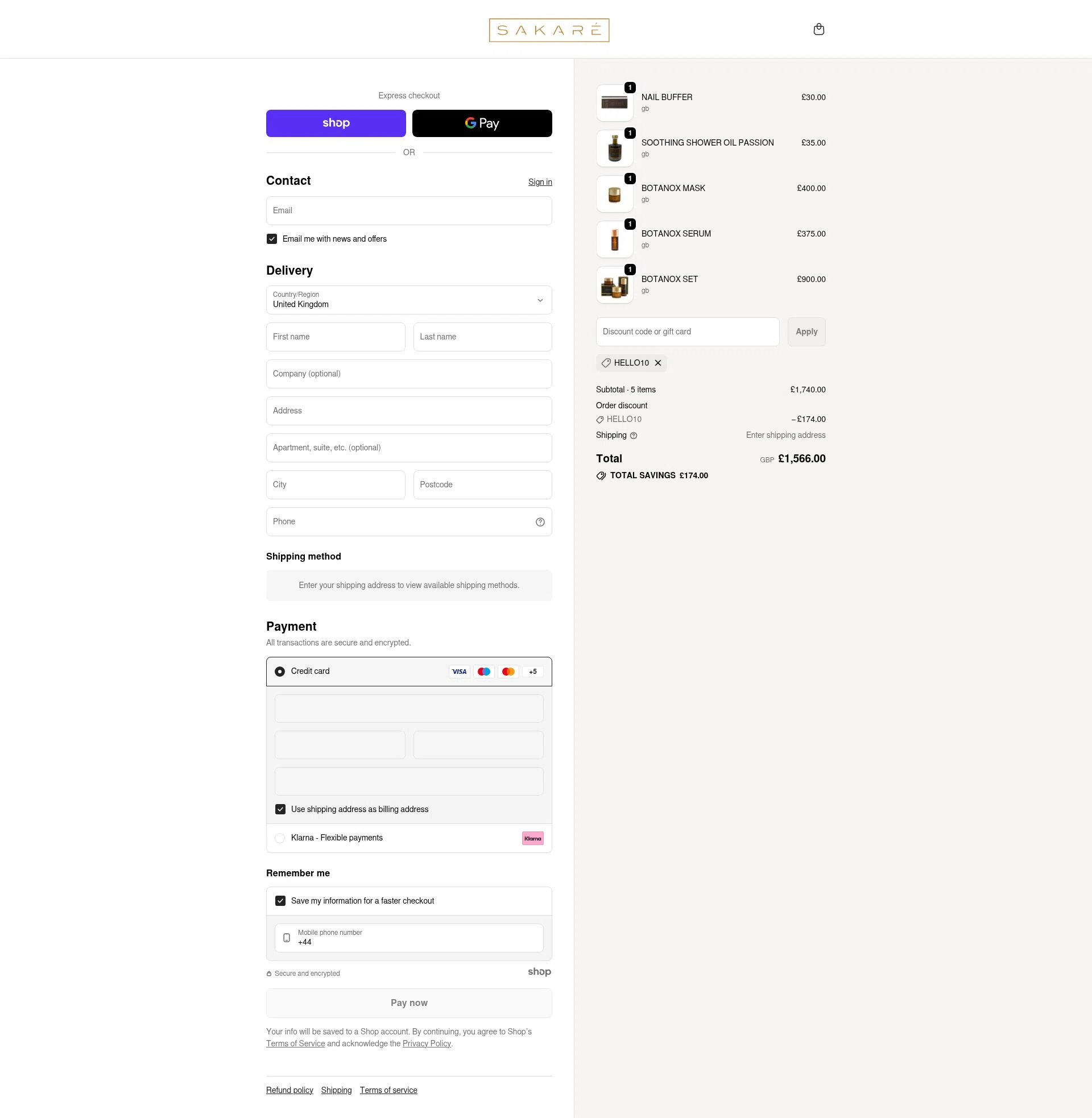 Sakare checkout page showing Sakare promo code box | Screenshot taken by SimplyCodes community member on Dec 27, 2025