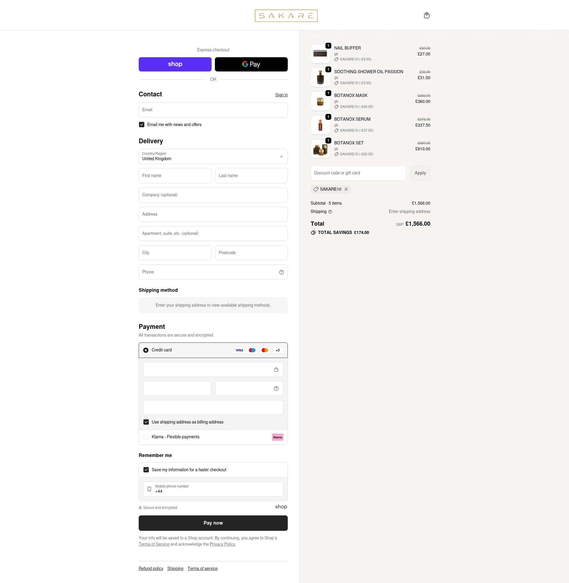 Sakare checkout page showing Sakare promo code box | Screenshot taken by SimplyCodes community member on Dec 22, 2025