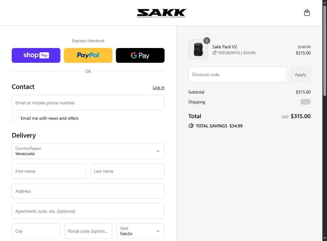 SAKK Camera checkout page showing SAKK Camera promo code box | Screenshot taken by SimplyCodes community member on Jul 26, 2025