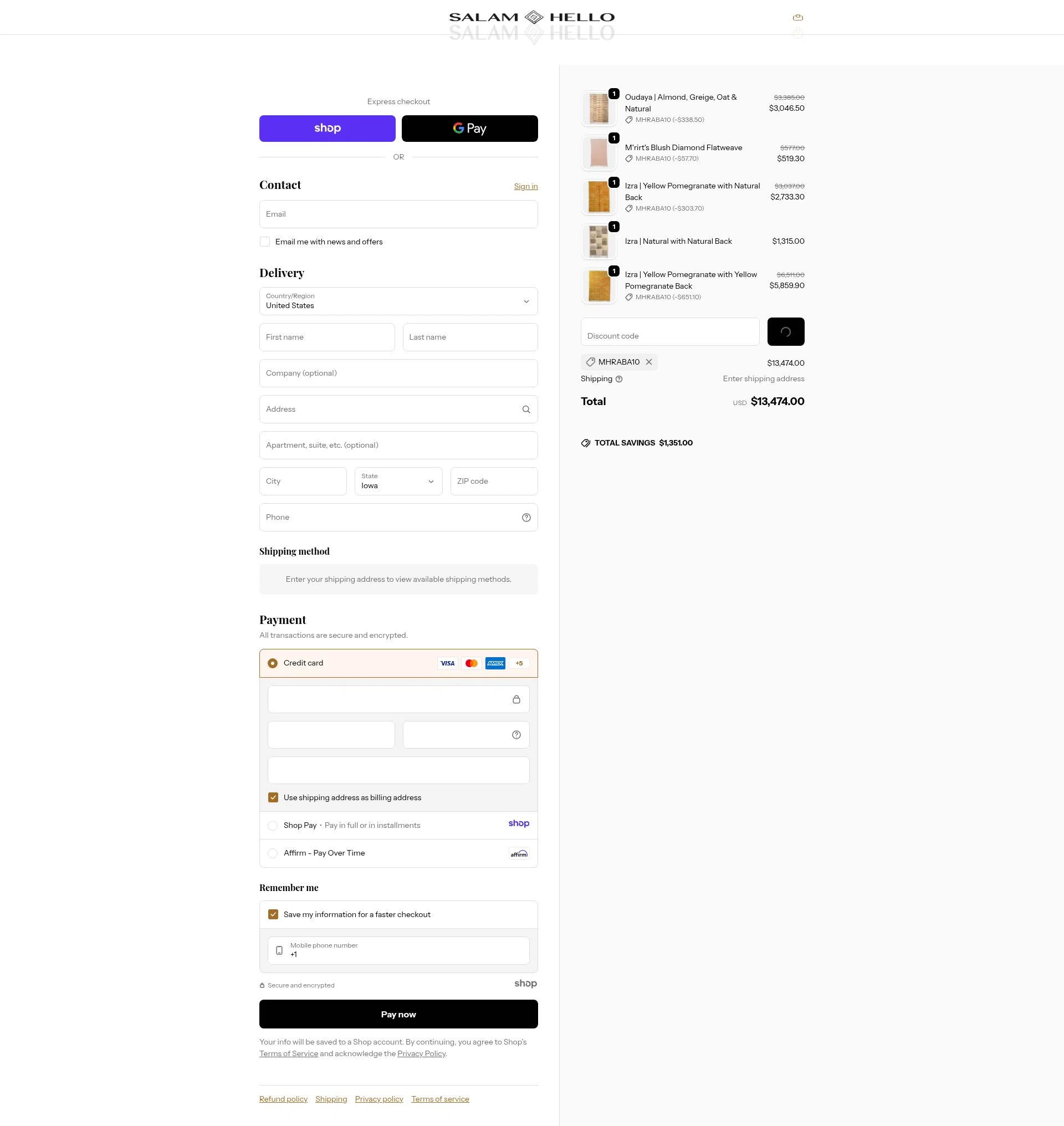 Salam Hello checkout page showing Salam Hello promo code box | Screenshot taken by SimplyCodes community member on Jan 1, 2026