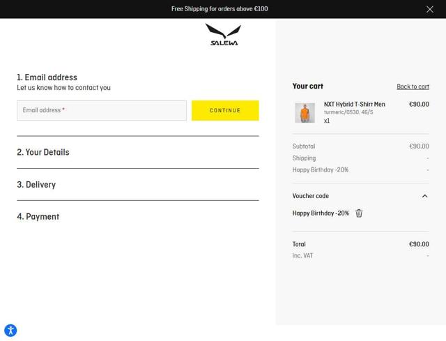 Salewa checkout page showing Salewa discount code box | Screenshot taken by SimplyCodes community member on Jun 14, 2025