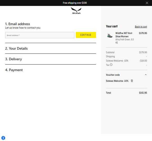 Salewa checkout page showing Salewa discount code box | Screenshot taken by SimplyCodes community member on Jul 24, 2025