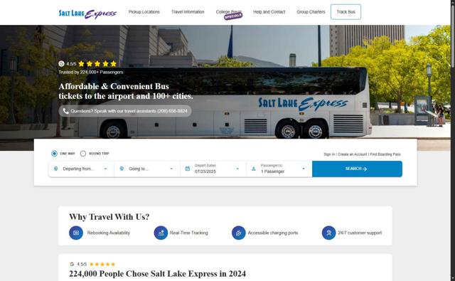Salt Lake Express checkout page showing Salt Lake Express coupon code box | Screenshot taken by SimplyCodes community member on Jul 23, 2025