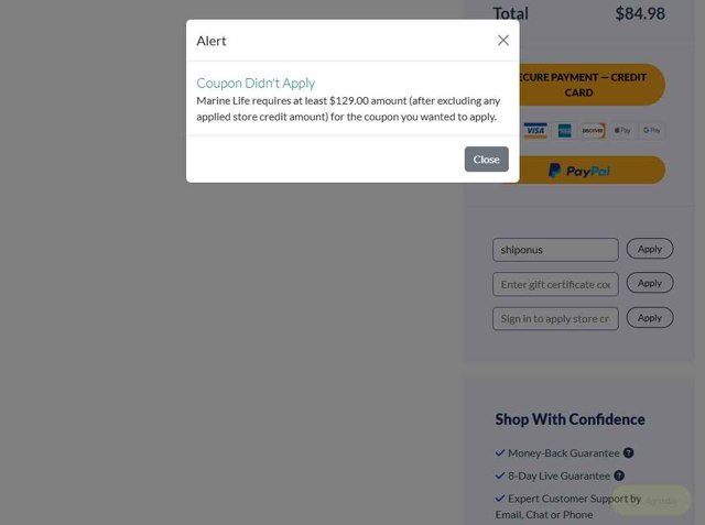 SaltWaterFish checkout page showing SaltWaterFish coupon code box | Screenshot taken by SimplyCodes community member on Sep 9, 2025
