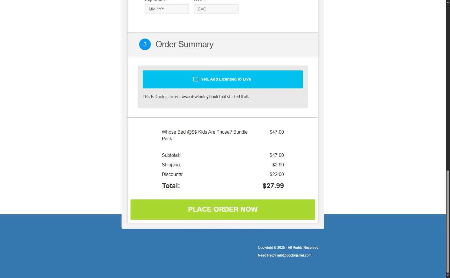SamCart checkout page showing SamCart coupon code box | Screenshot taken by SimplyCodes community member on Nov 21, 2025