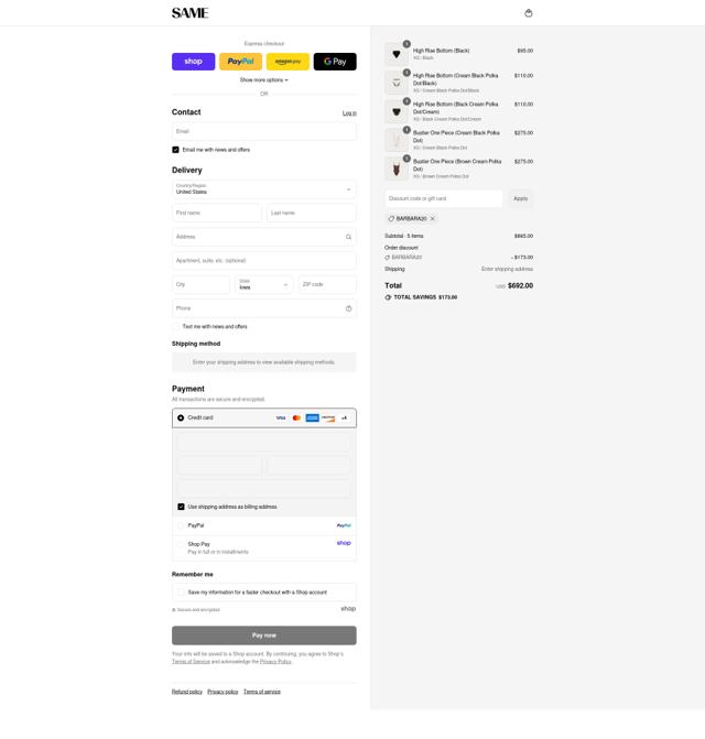 SAME checkout page showing SAME discount code box | Screenshot taken by SimplyCodes community member on Sep 6, 2025