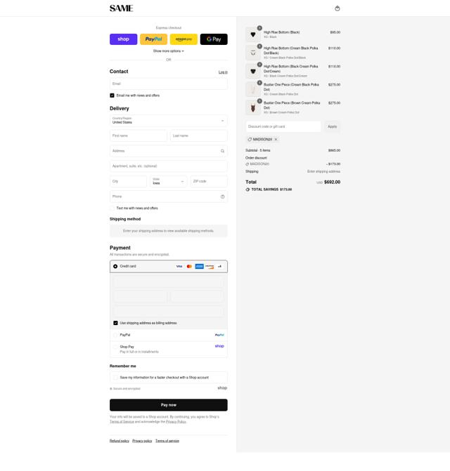 SAME checkout page showing SAME discount code box | Screenshot taken by SimplyCodes community member on Sep 6, 2025