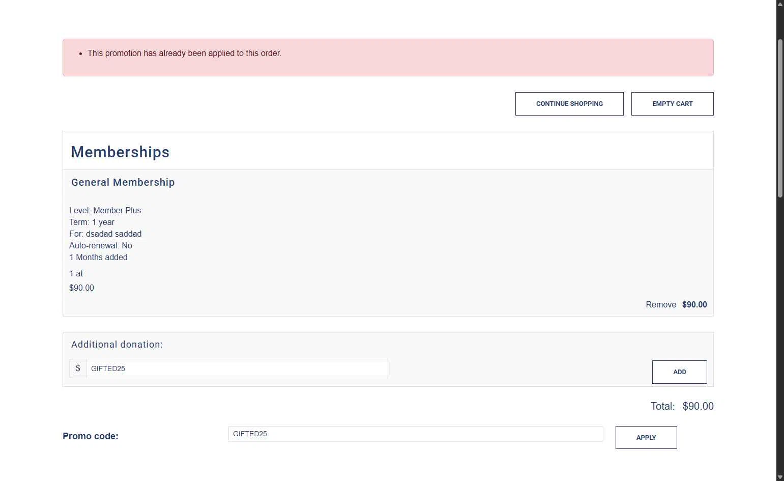 San Antonio Museum of Art checkout page showing San Antonio Museum of Art promo code box | Screenshot taken by SimplyCodes community member on Dec 15, 2025