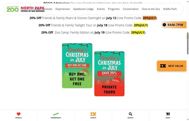 San Antonio Zoo checkout page showing San Antonio Zoo discount code box | Screenshot taken by SimplyCodes community member on Jul 4, 2025