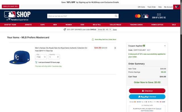 San Diego Padres checkout page showing San Diego Padres promo code box | Screenshot taken by SimplyCodes community member on Sep 10, 2025