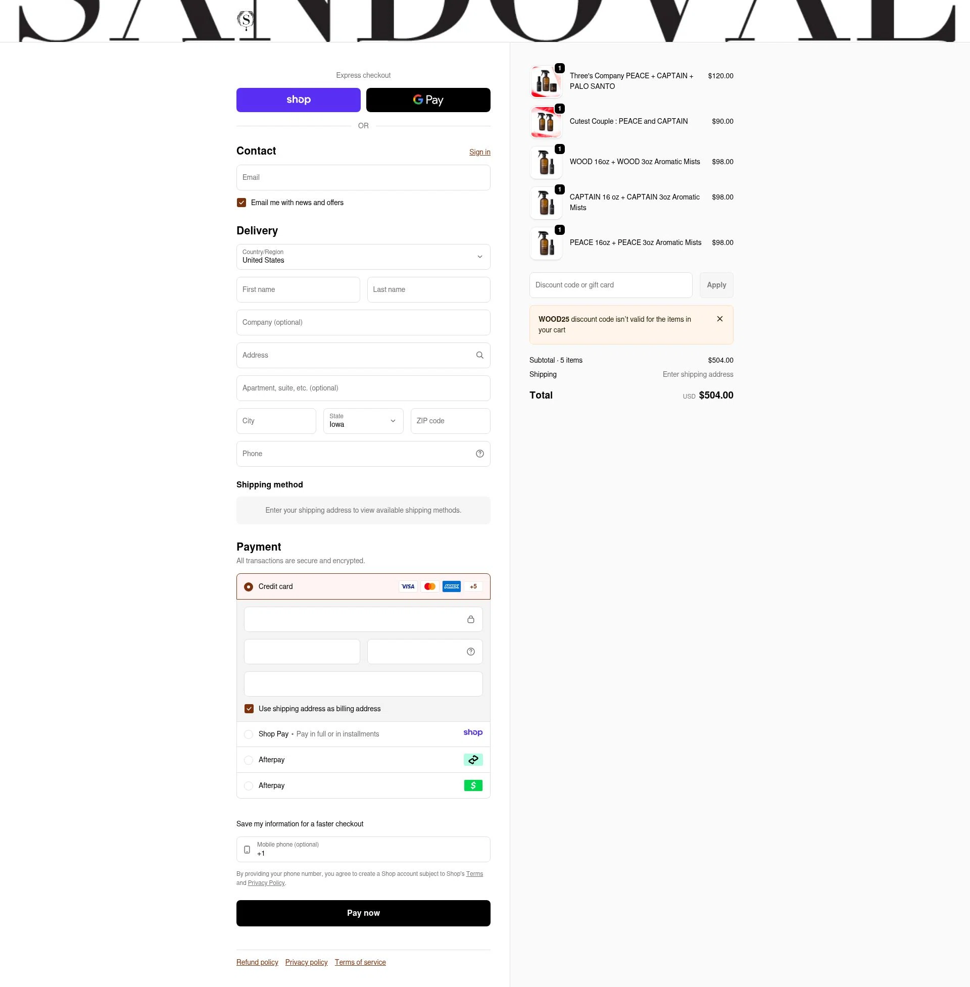 Sandoval checkout page showing Sandoval promo code box | Screenshot taken by SimplyCodes community member on Jan 10, 2026
