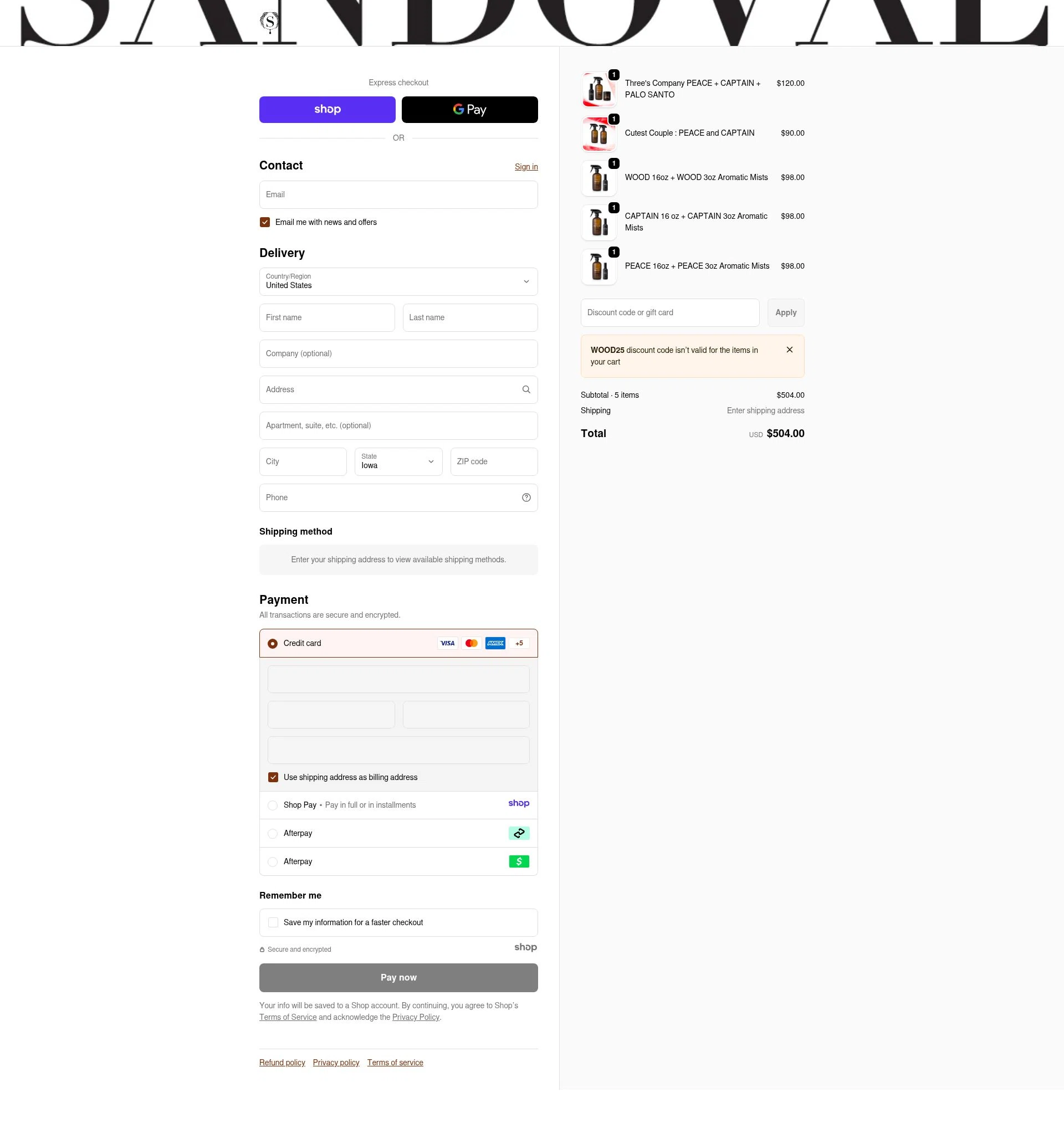 Sandoval checkout page showing Sandoval promo code box | Screenshot taken by SimplyCodes community member on Dec 31, 2025