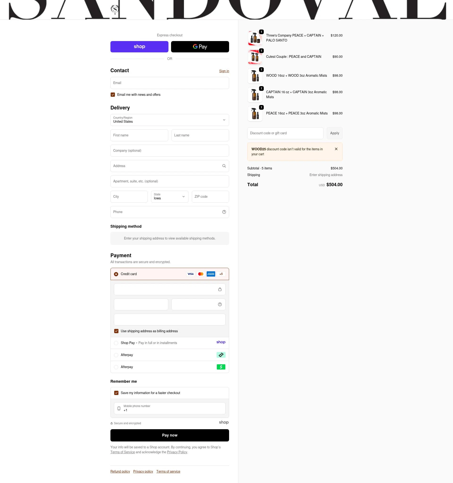 Sandoval checkout page showing Sandoval promo code box | Screenshot taken by SimplyCodes community member on Dec 26, 2025