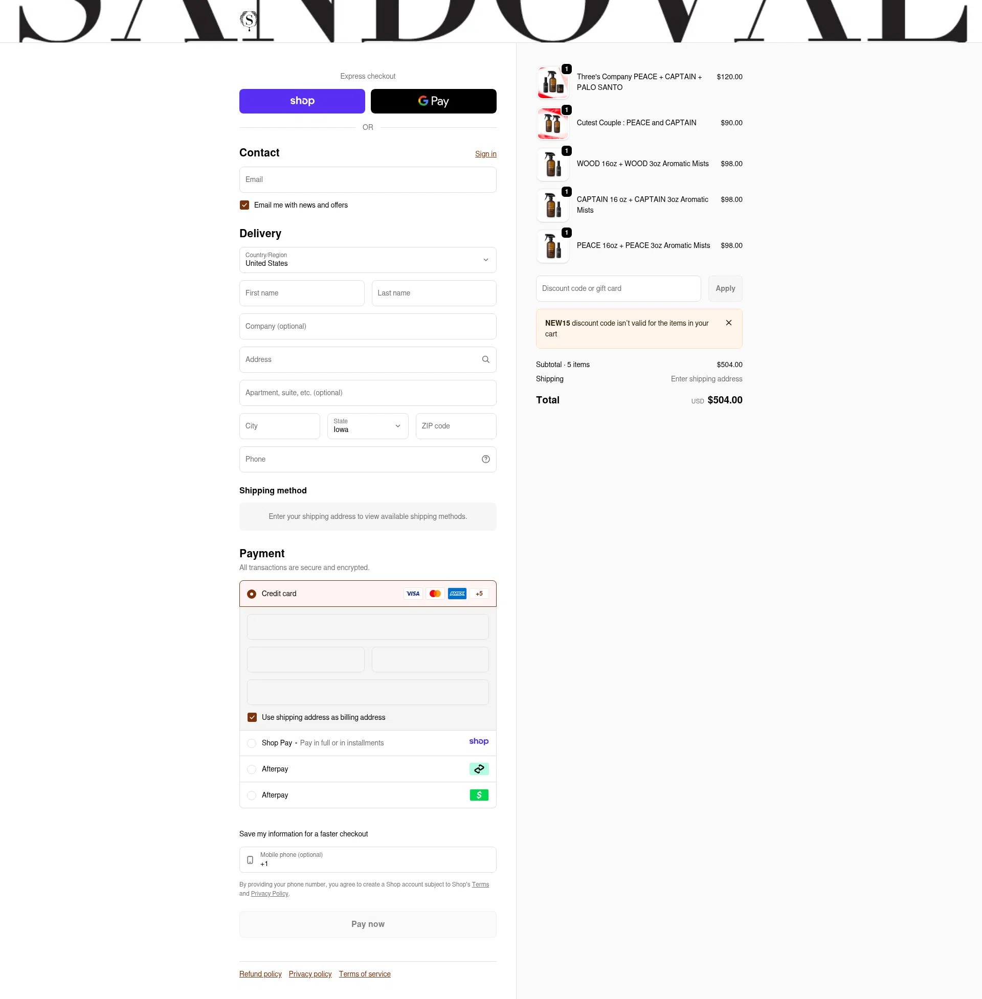 Sandoval checkout page showing Sandoval promo code box | Screenshot taken by SimplyCodes community member on Jan 10, 2026