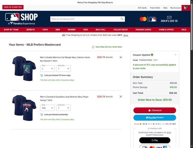 San Francisco Giants checkout page showing San Francisco Giants coupon code box | Screenshot taken by SimplyCodes community member on Sep 7, 2025