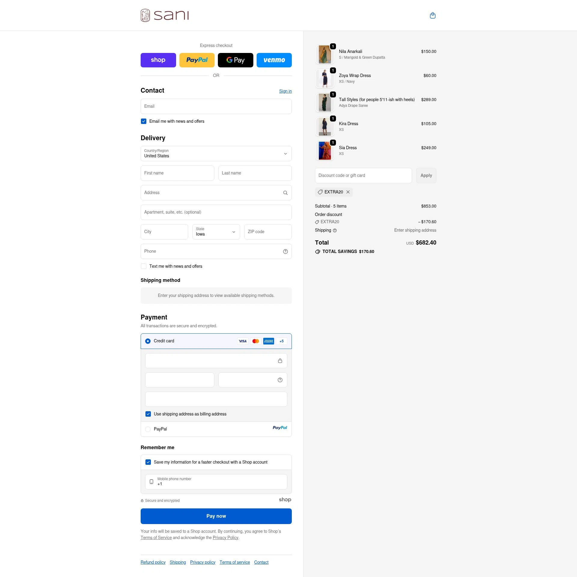 Sani checkout page showing Sani promo code box | Screenshot taken by SimplyCodes community member on Oct 10, 2025