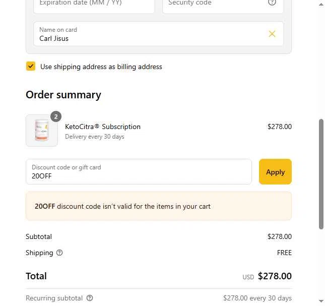 Santa Barbara Nutrients checkout page showing Santa Barbara Nutrients promo code box | Screenshot taken by SimplyCodes community member on May 22, 2025