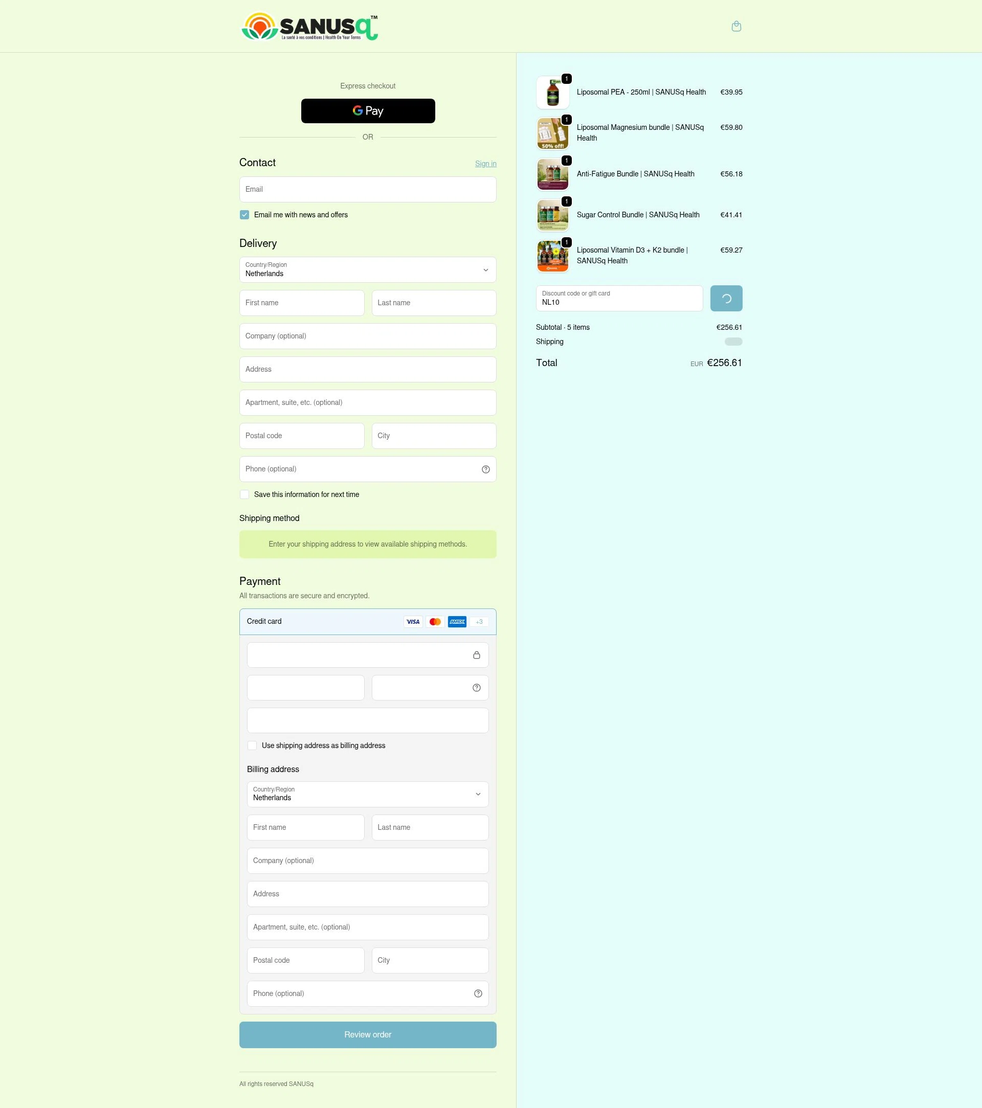 Sanus-Q checkout page showing Sanus-Q promo code box | Screenshot taken by SimplyCodes community member on Jan 5, 2026