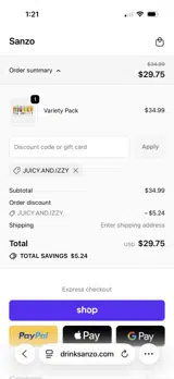 JUICY.AND.IZZY coupon verification screenshot
